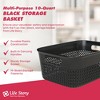 Life Story Medium Storage Basket, Decorative Plastic Home Organizer, Lightweight Versatile Tub with Built-In Handles, 10 Quart, Black - 2 of 4