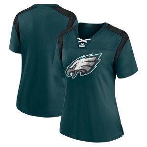 NFL Philadelphia Eagles Women's Short Sleeve Lace Up V-Neck Fashion Jersey - 1 of 3