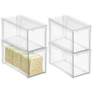 mDesign Plastic Stackable Bathroom Storage Organizer with Drawer - 1 of 4