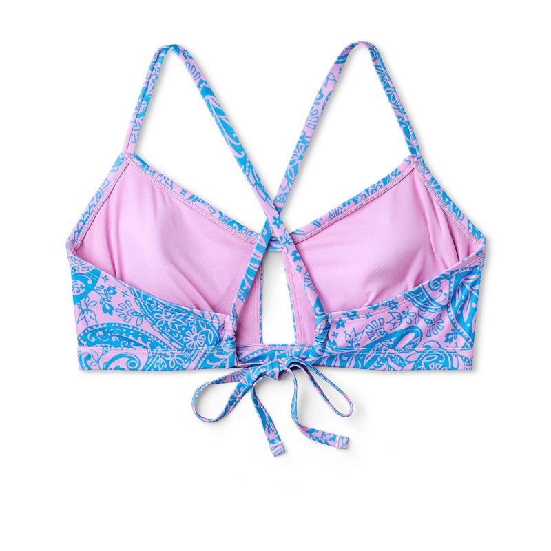 Women's Paisley Print Cut Out Bralette Bikini Top - Wild Fable™ Blue/Pink, 6 of 7