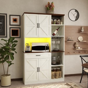 70.87 Inch Multifunctional Farmhouse Kitchen Sideboard With Cabinets And Drawers, Kitchen Sideboard White - 1 of 4