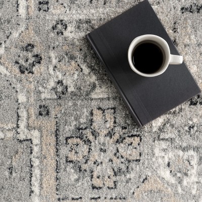 Gena Light Gray 9' x 12' Synthetic Medallion Area Rug