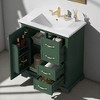 30-Inch Green Bathroom Vanity with Sink, Freestanding Solid Wood Cabinet with 3 Drawers & Door Shelf,Ceramic Basin, Gold Handles - 2 of 4