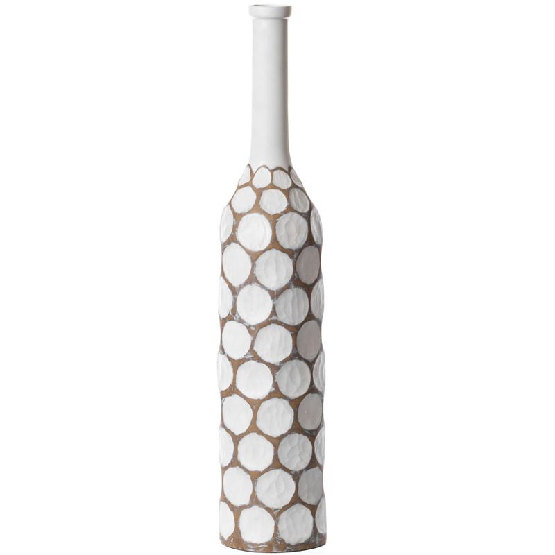 Uniquewise Decorative Contemporary Floor Vase White Carved Divot Bubble Design with Tall Neck, 3 of 6