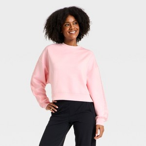 Women's Airy Sleek Lace Trim Crewneck Sweatshirt - All In Motion™ - 1 of 4