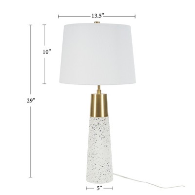 Elegant White and Gold Terrazzo 29" Ceramic Table Lamp
