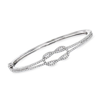 Ross-Simons 0.95 ct. t.w. Diamond Knot Bangle Bracelet in Sterling Silver