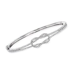 Ross-Simons 0.95 ct. t.w. Diamond Knot Bangle Bracelet in Sterling Silver - 1 of 3