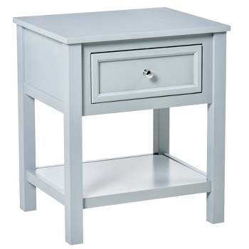 HOMCOM Accent End Table, Sofa Side Table with Storage Drawer and Bottom Shelf for Living Room, Bedroom, gray