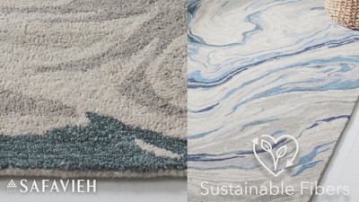 Blue and Beige Hand-Tufted Wool 4' x 6' Area Rug