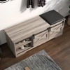 Entryway Shoe Bench w/Sliding Door Cushion Adjustable Shelf Large Storage Space Shoe Rack Storage Organizer for Narrow Closet Entryway Living Room - 4 of 4