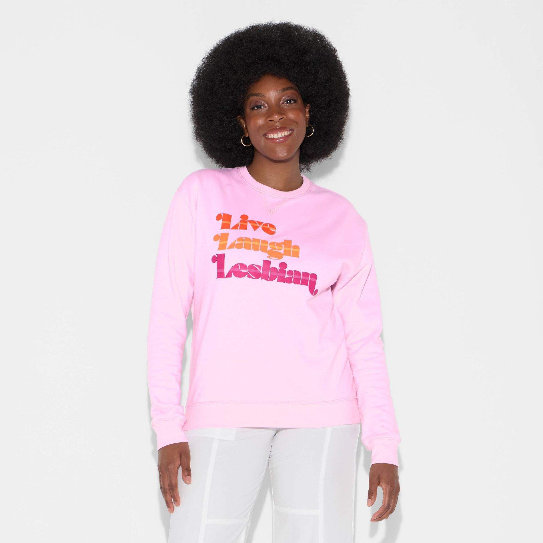 Pride Adult PHLUID Project Live Laugh Sweatshirt - Pink XXL