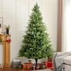 SEVOBAL 7FT Spruce Artificial Christmas Tree Unlit Flocked Xmas Tree Full Appearance Foldable Easy Assembly Metal Stand, Green, 43.3"*43.3"*82.6" - 2 of 4