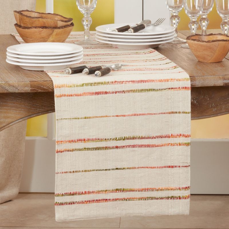 Saro Lifestyle Cotton Table Runner With Woven Line Design, 4 of 5