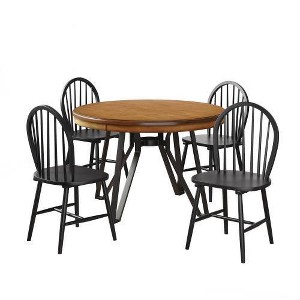 Christopher Knight Home Aria 5pc Wood and Iron Dining Set Black - 1 of 4
