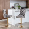 COWLOWN Set of 2 Swivel Velvet Bar Stools, Gold Tufted Back for Kitchen & Pub - 4 of 4