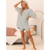 cheibear Women's Knit Loose Fit T-Shirt with Biker Shorts Lounge Sleepwear Pajama Sets - 2 of 4