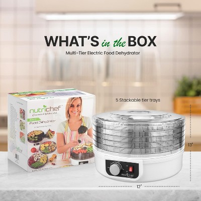 NutriChef 5-Tier White Electric Food Dehydrator with Adjustable Thermostat