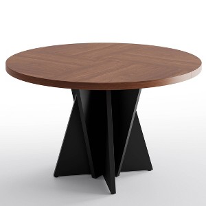 WOWLIVE Round Wood Dining Table for 4-6 People, 47.2" Farmhouse Kitchen Table with Cross Pedestal Base, Living Room Dining Room Tables - 1 of 4