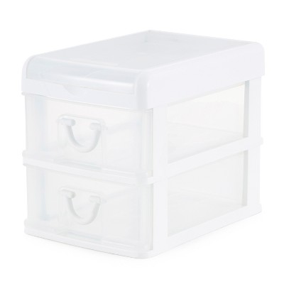 Gracious Living Desktop and Countertop 4 Clear Smooth Gliding Drawers  Storage Bin with Organizer Top Lid for Small Items, Holds 8.5 x 11 Inch  Paper