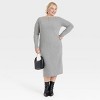 Women's Long Sleeve Knit Midi Shift Dress - A New Day™ Gray - 3 of 3