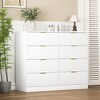 47.2'' Wood 8-Drawer Wide Dresser with Wavy Drawer Panels and Gold Metal Handles and Deep Drawers and Multi-purpose - 3 of 4