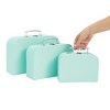 Okuna Outpost Set of 3 Different Sizes of Paperboard Suitcases with Metal Handles, Decorative Cardboard Storage Boxes, Mint - 3 of 4