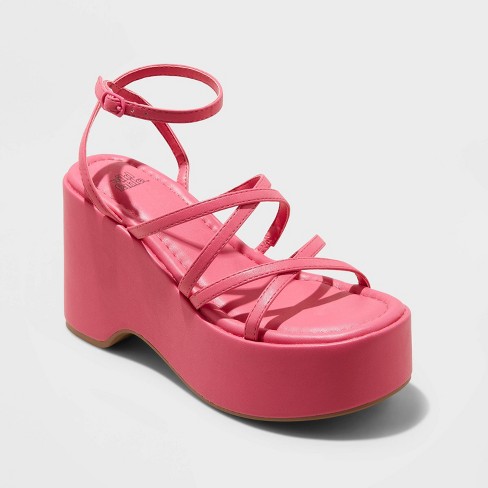 Women's Liza Platform Wedge Heels - Wild Fable™ Vibrant Pink 5 : Target