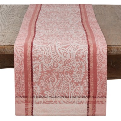 Saro Lifestyle Dining Table Runner With Indian Block Print, 13"x72", Salmon