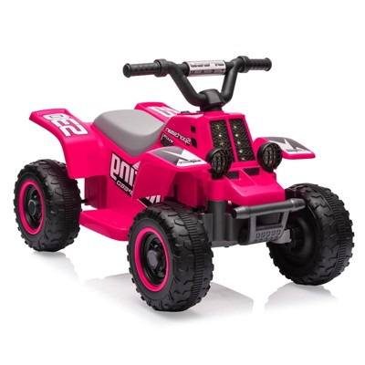 6V Battery Powered Kids Ride-On 4-Wheeler ATV with Music,LED Headlights,Rubber Handles¨CToddler Electric Quad for Age 1-6