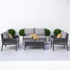4-Piece Boho Patio Furniture Set with Handmade Rope Weave, Metal Frame, Tempered Glass Table, and Thick Cushions - 2 of 4