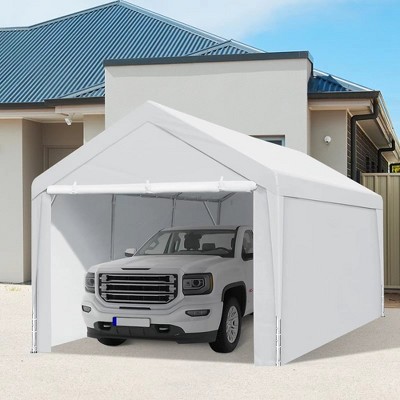 10x20 FT Outdoor Carport, Heavy Duty Car Canopy With Roll-up Door and Sidewalls, Portable Garage Party Tent Boat Shelter for Car Truck SUV Boat