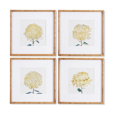 Plum & Post Chrysanthemum Prints, Set Of 4
