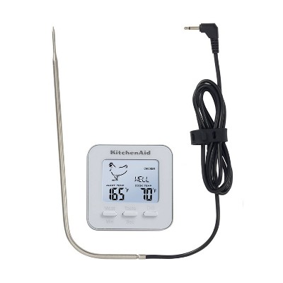 KitchenAid Digital Wired Kitchen Cooking Thermometer with Probe White: Food Digital Thermometer & Cooking Timer