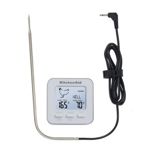 KitchenAid Digital Wired Kitchen Cooking Thermometer with Probe White: Food Digital Thermometer & Cooking Timer - 1 of 4