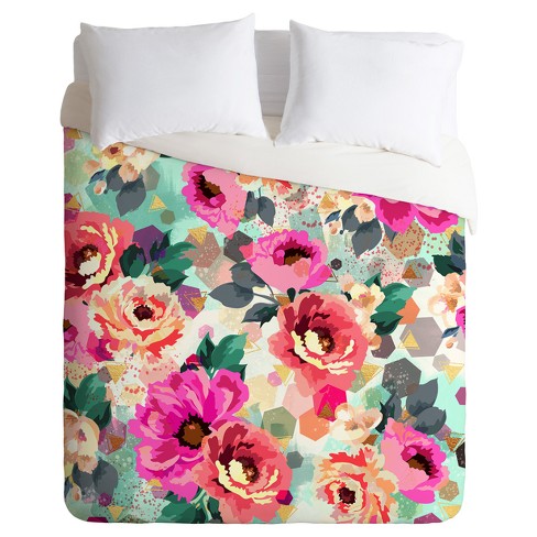 Pink Marta Barragan Camarasa Abstract Geometrical Flowers Duvet