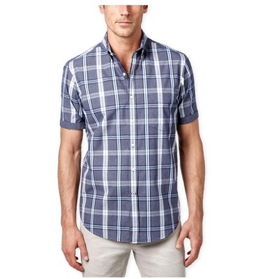 Club Room Mens Plaid Pocket Button Up Shirt