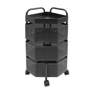 YIYIBYUS Rotating Kitchen Storage Rack, 4-Tier Metal Storage Basket Shelves - 1 of 4