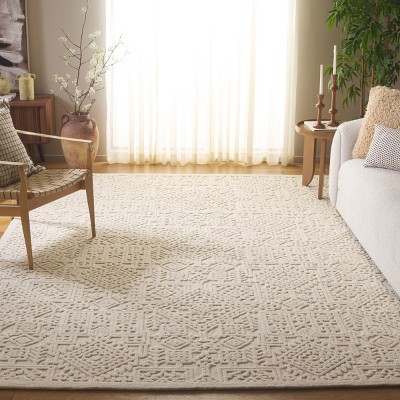 Ivory Geometric Hand-Tufted Wool Area Rug, 8' x 10'