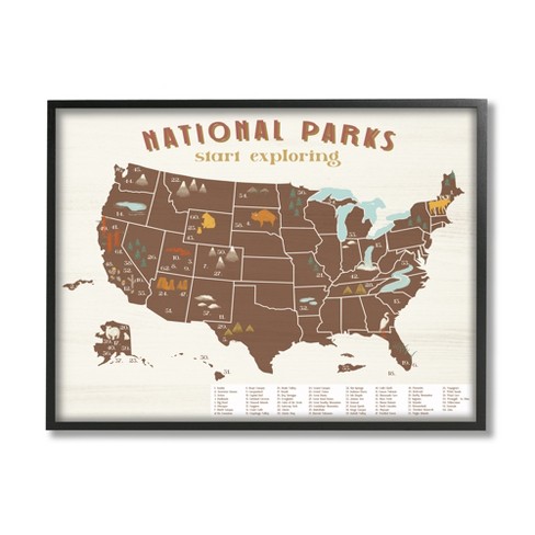 Stupell Industries Start Exploring National Parks Map United States ...