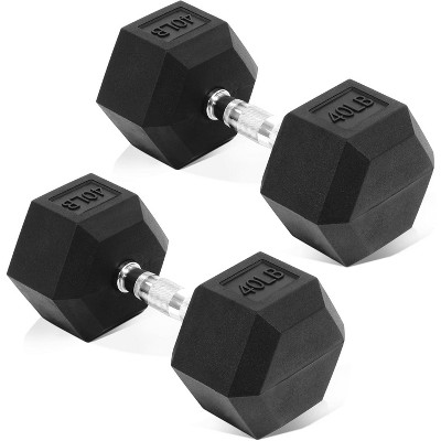Hex Dumbbell Set of 2, Rubber Encased Weights with Anti-Slip Grip for Strength Training & Fitness