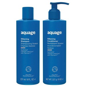 Aquage Silkening Shampoo (8 oz) + Silkening Conditioner (8 oz) - DUO SET with Algaeplex® Hair sea botanicals and Algasilk™ Kit - 1 of 4
