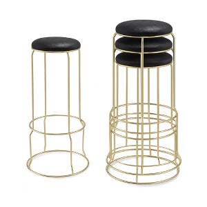 Kings Brand Furniture 4-Pack Stack Stools, Upholstered w/Metal Legs Backless Stackable  Bar and Counter Height Stool, Dining Room Kitchen Chairs - 1 of 4