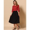 INSPIRE CHIC Women's Ruffle Shoulder Polka Dots Elastic Cuff 3/4 Sleeves Bow Tie Neck Blouse - 3 of 4