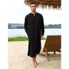 Men's Long Sleeve Kaftan Thobe Button Down Henley Robe Casual Side Split Gown Shirt with Pocket - 2 of 4