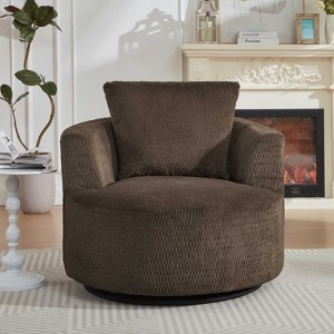 AENKYO 360 degrees 40-inch Round Chair , Deep Seat Modern Compressible Lounge Chair with Pocket Spring Support for Living Room & Office - 1 of 4
