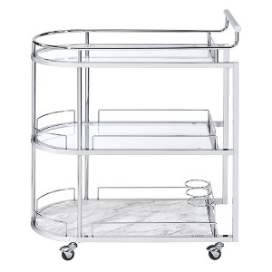 Acme Furniture Inyo Bar Serving Cart Clear Glass/Chrome Finish - 1 of 4