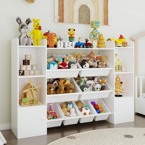 Kids Toy Storage Box with 8 Removable Toy Boxes, 4-Layer Toy Storage Box, Kids Bookshelf and Toy Storage Box for Study Room, Bedroom, Kids Room - 1 of 4