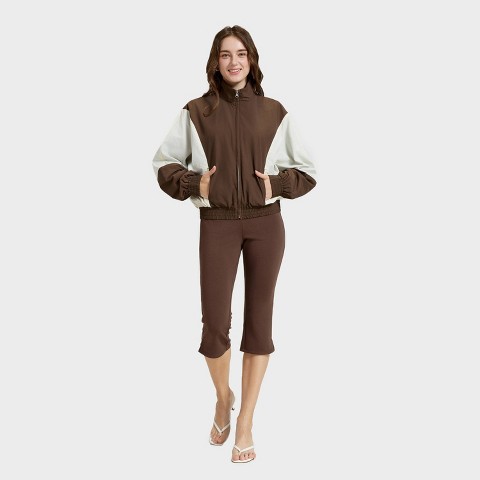 A New Day Women's Colorblock Front-Zip Track Jacket - A New Day™ Dark Brown XL