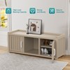 CAVINAS 46.9"L Rectangular Polypropylene Ottoman Shoe Bench with Storage,2-Tier Entryway Bench with 2 Barn Doors for Living Room,Bedroom,Brown - 4 of 4